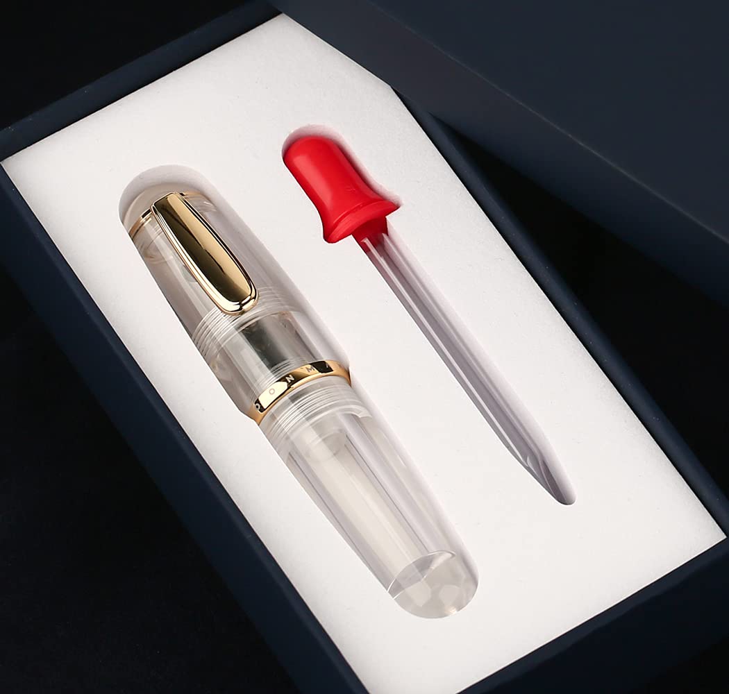 MAJOHN Q1 Mini Eyedropper Filling Fountain Pen, Iridium Nib Pocket Pen with Gift Box, Palm Short
