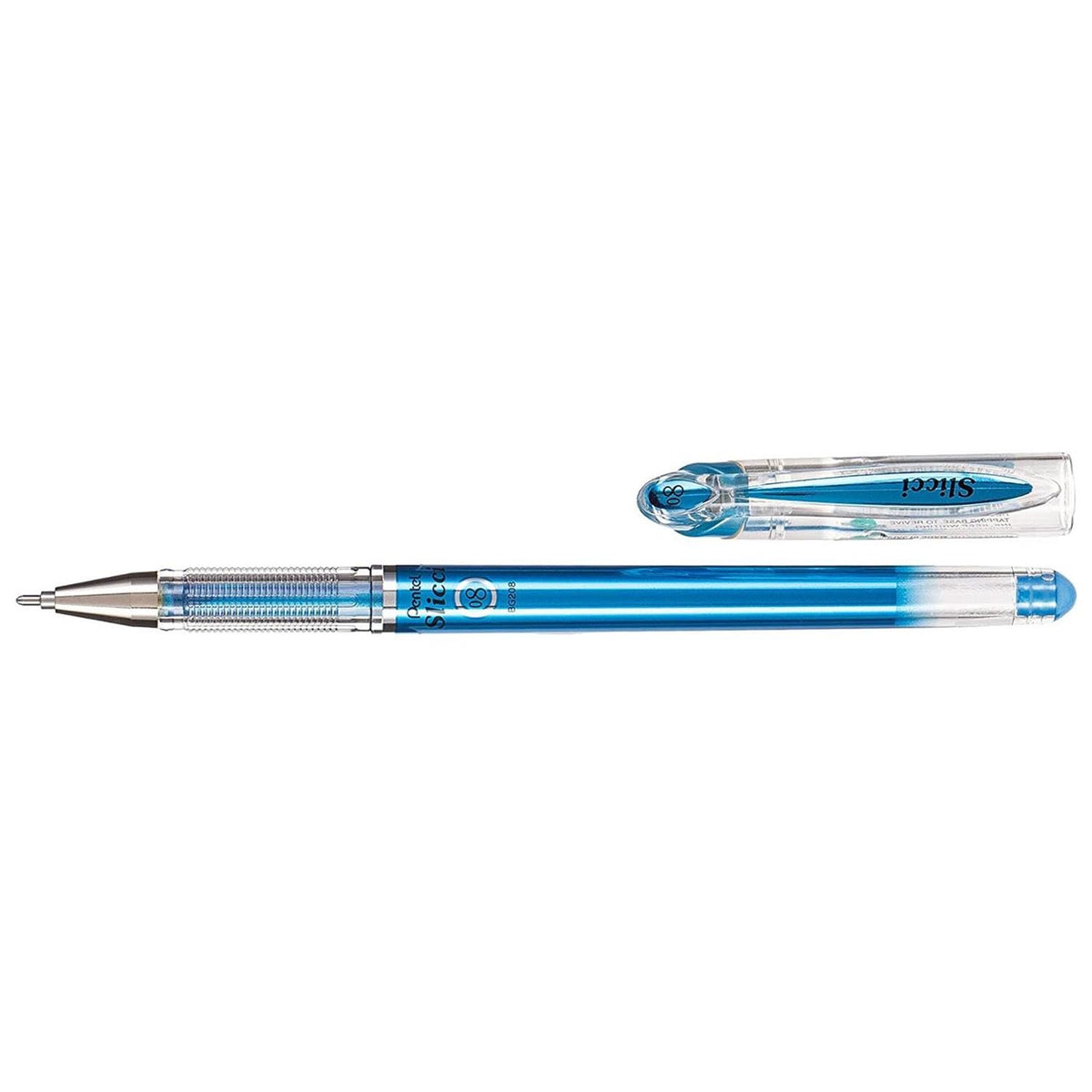 Pentel Arts Slicci Metallic 0.8 mm Needle Tip Gel Pen, Metallic Blue Ink, Box of 12 (BG208-MC)