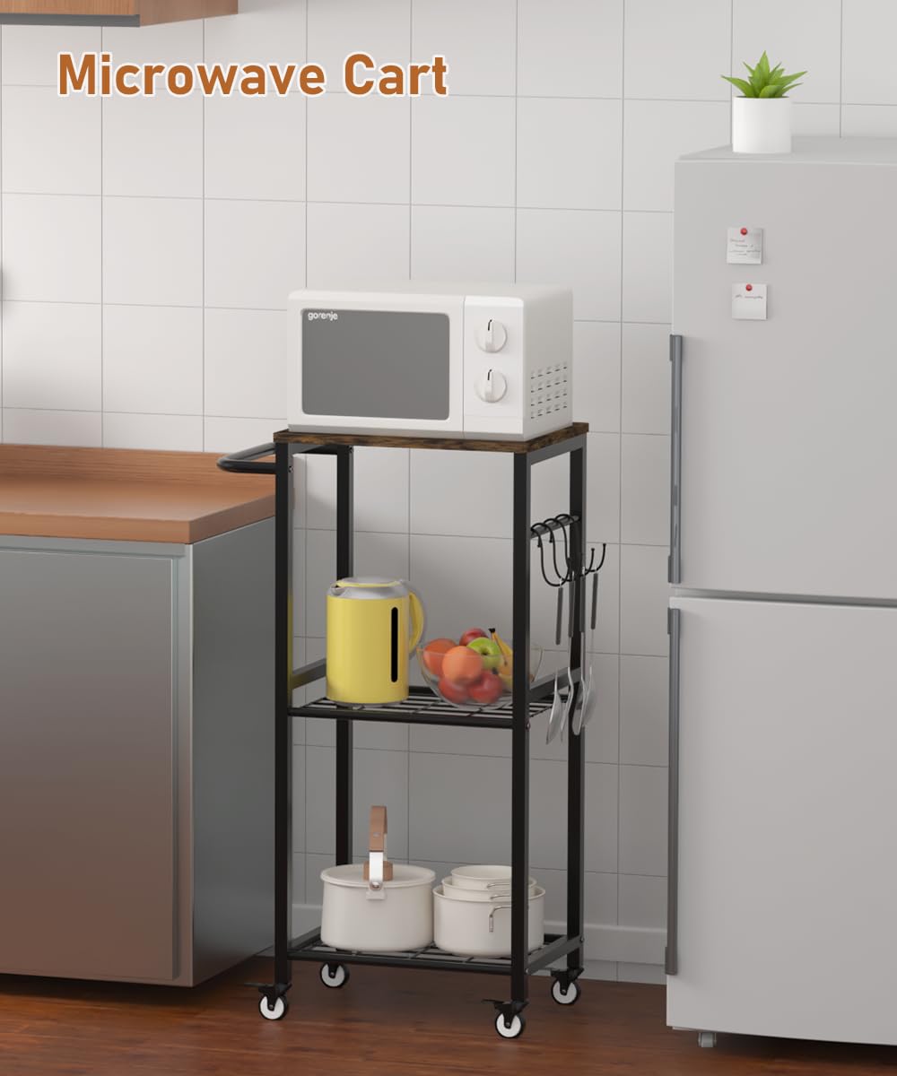 Sungaryard Kitchen Microwave Stand Cart with Storage Rack, Black
