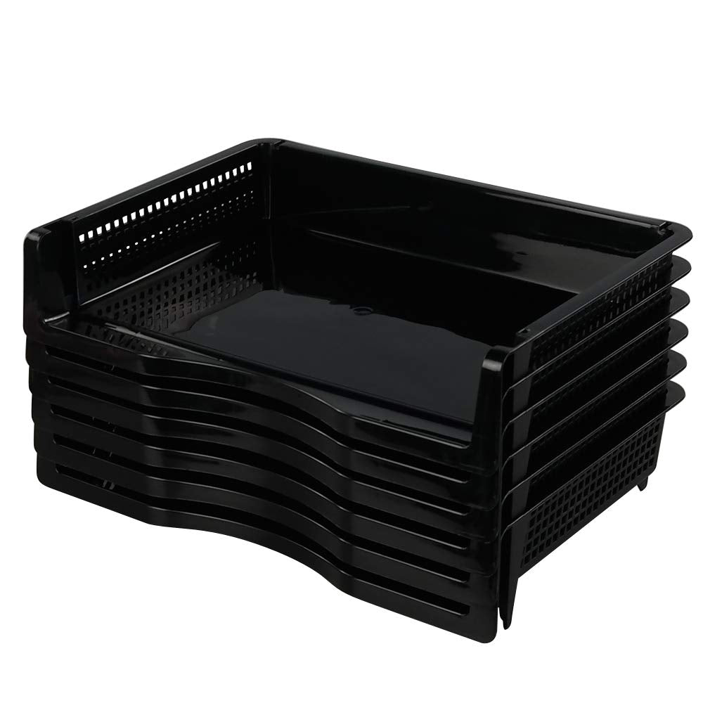 Kekow 6-Pack Plastic Stacking A4 Size Desk Organizer Tray, Black
