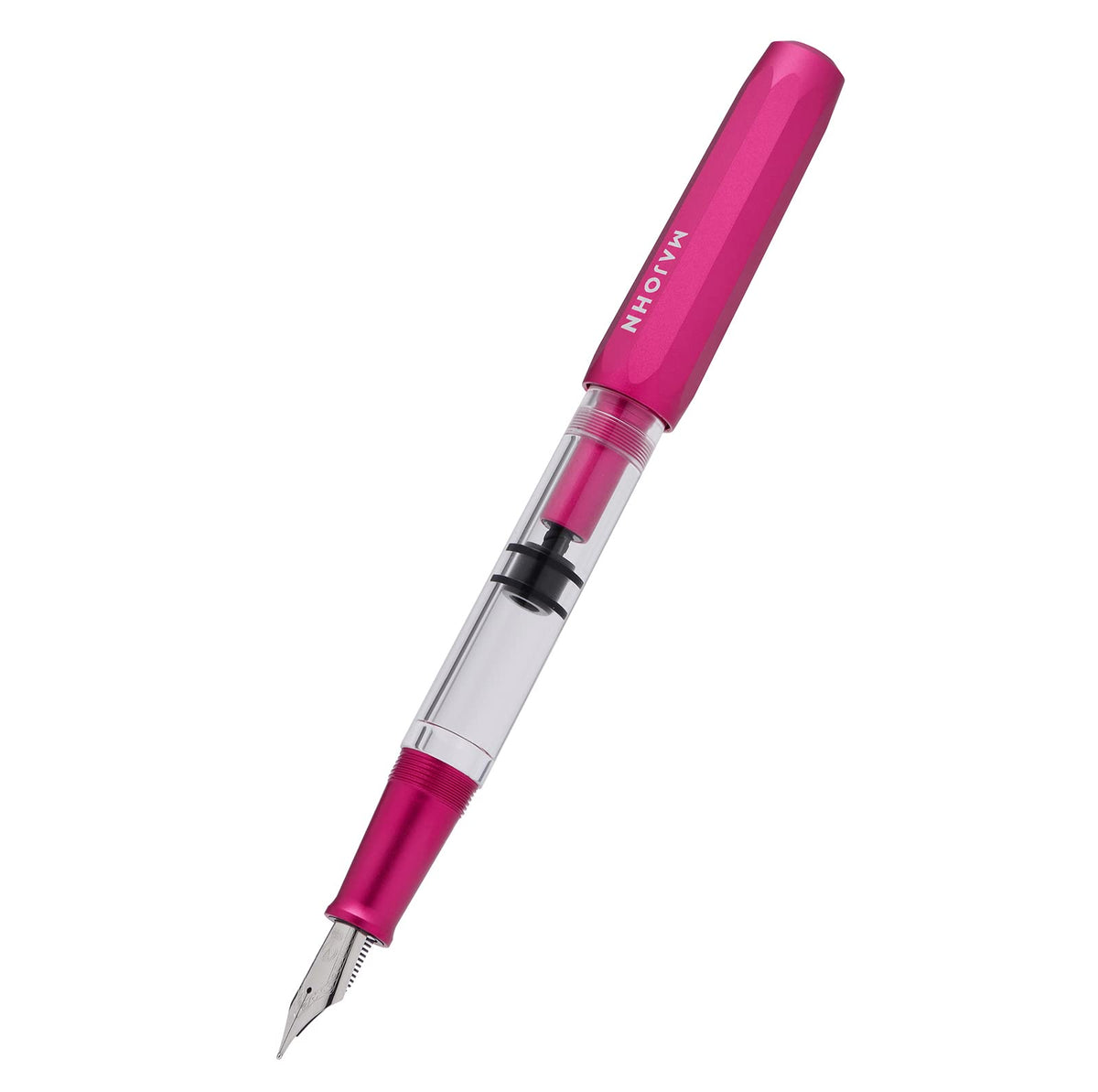 Majohn T1 Piston Fountain Pen Fine, Red Aluminium Clear Acrylic Large Ink Capacity Writing Pen Box