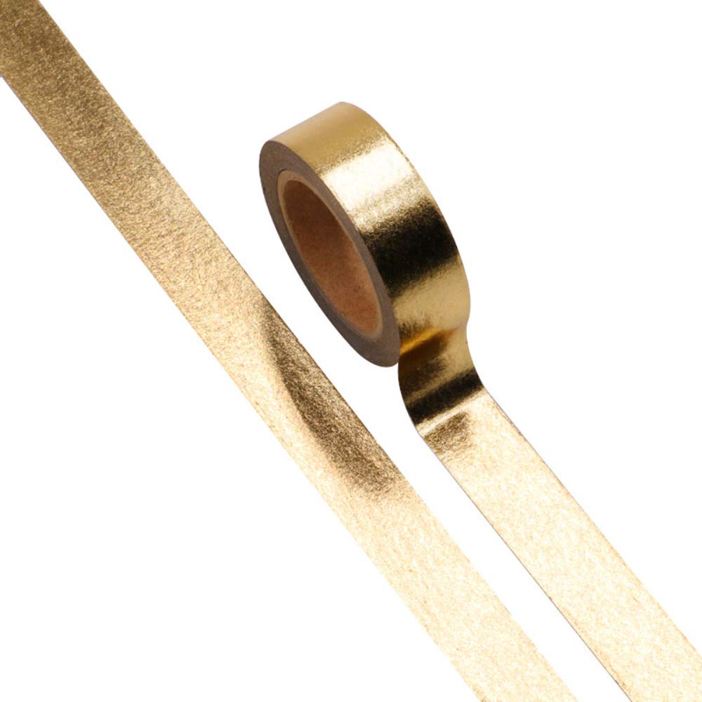 MEI YI TIAN 6 Rolls Solid Gold Foil Washi Tape Set 15mmx10m Gilding Paper Adhesive Masking Tapes