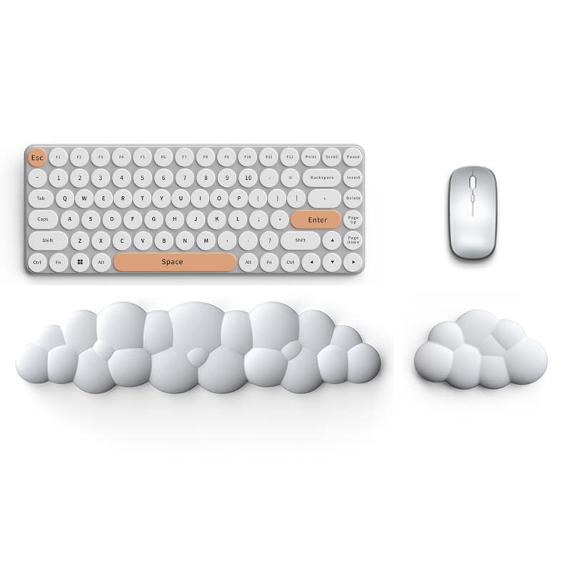 Lauspuck Cloud Keyboard Wrist Rest Pad Set,Enlarge PU Leather Memory Foam Wrist Cushion