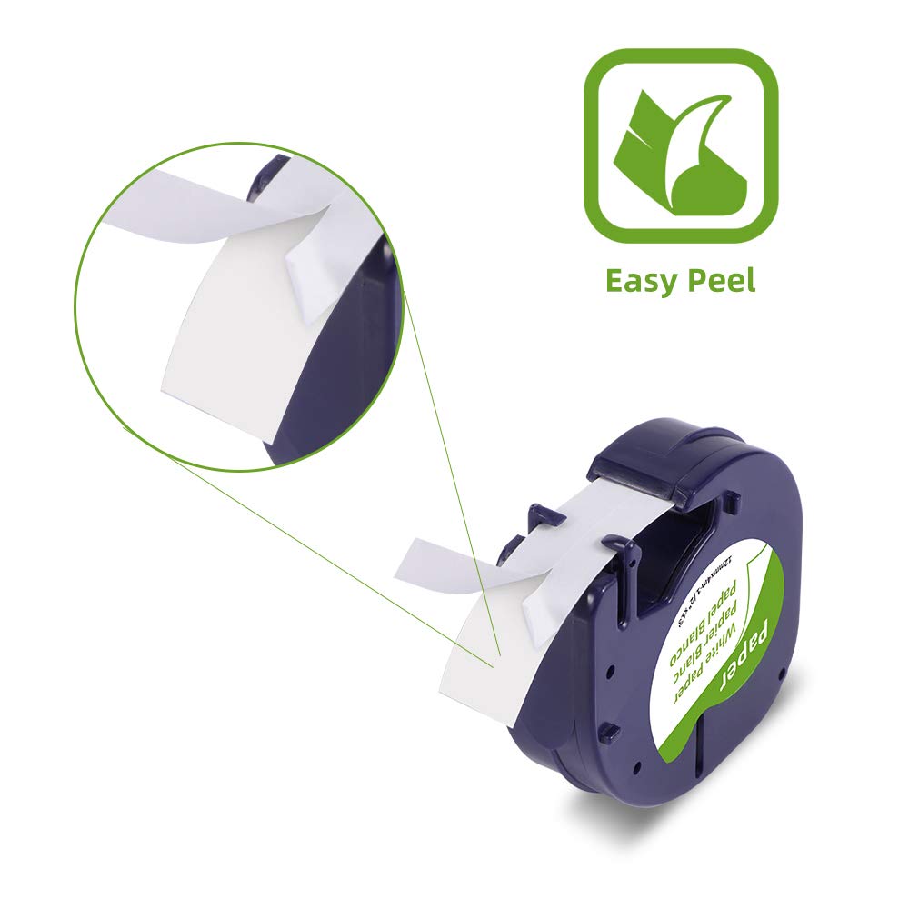 91330 White Paper Label Maker Tape Compatible with DYMO LetraTag Refills