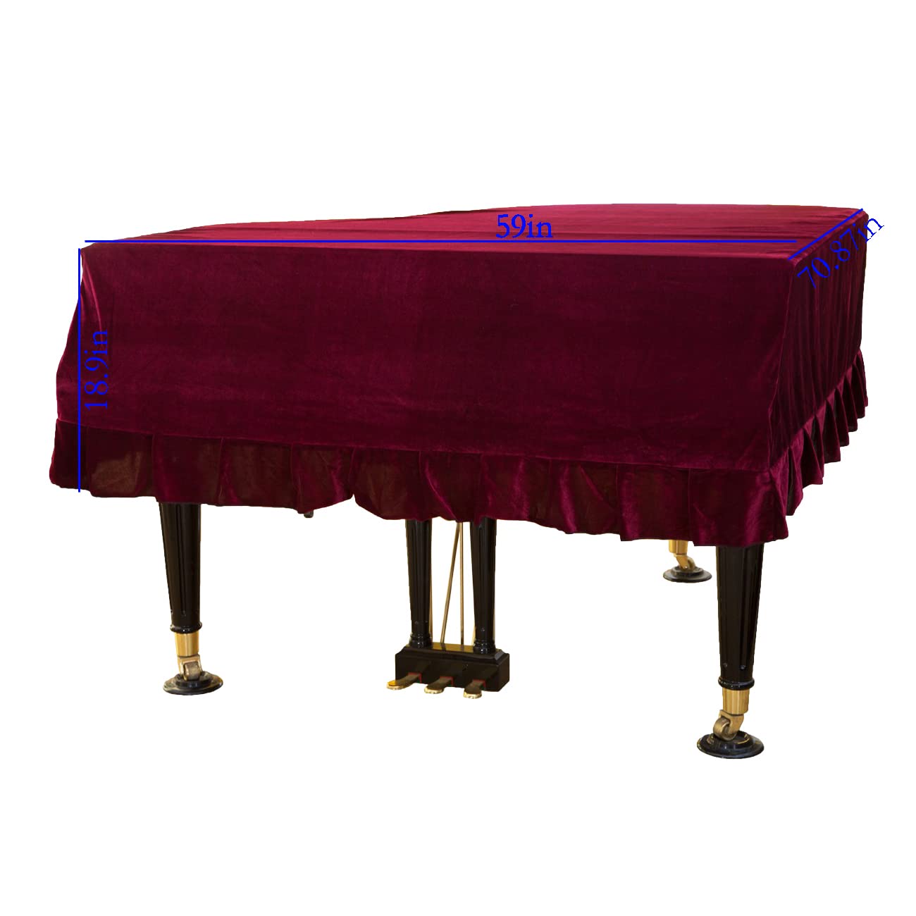 ESYUEL Pleuche Grand Piano Cover Bordered Dust Protective Cover Cloth 70.87x 59 x 18.9in