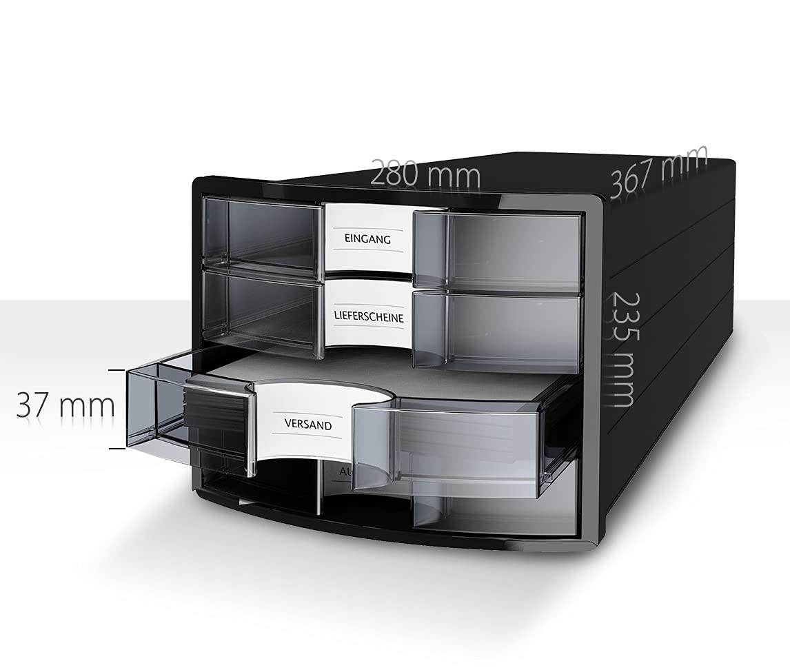 HAN 1012-11 Impuls Drawer Box DIN A4/C4 4 Closed Drawers Light Grey