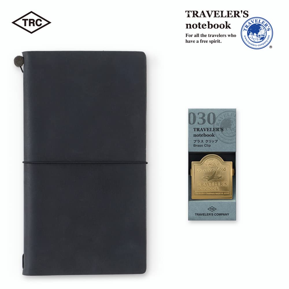 DESIGNPHIL Traveler's Notebook, Brass, Clip, Airplane Pattern 43090006