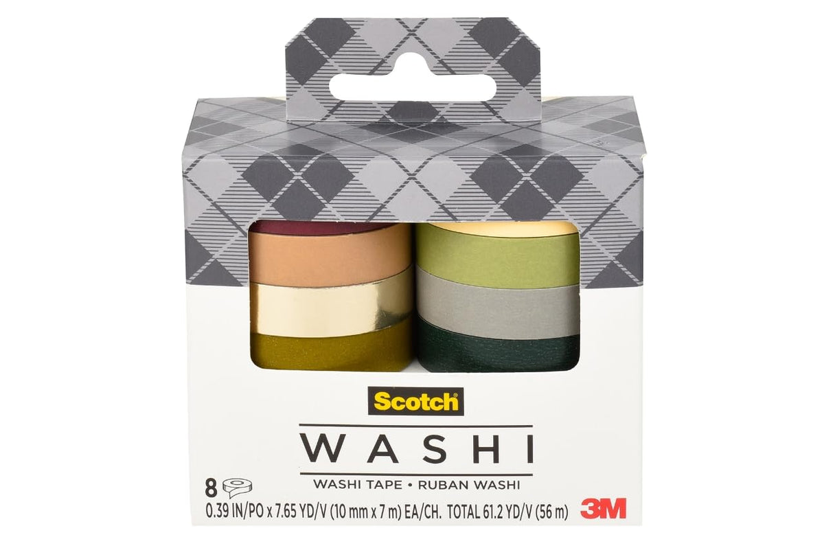 Scotch Washi Tape, Solid Earth Design, 8 Rolls
