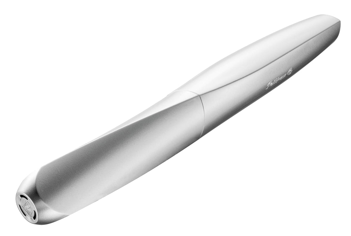 Pelikan Twist Fountain Pen with 1 Ink Cartridge, Medium Nib, Silver, Boxed (947101)