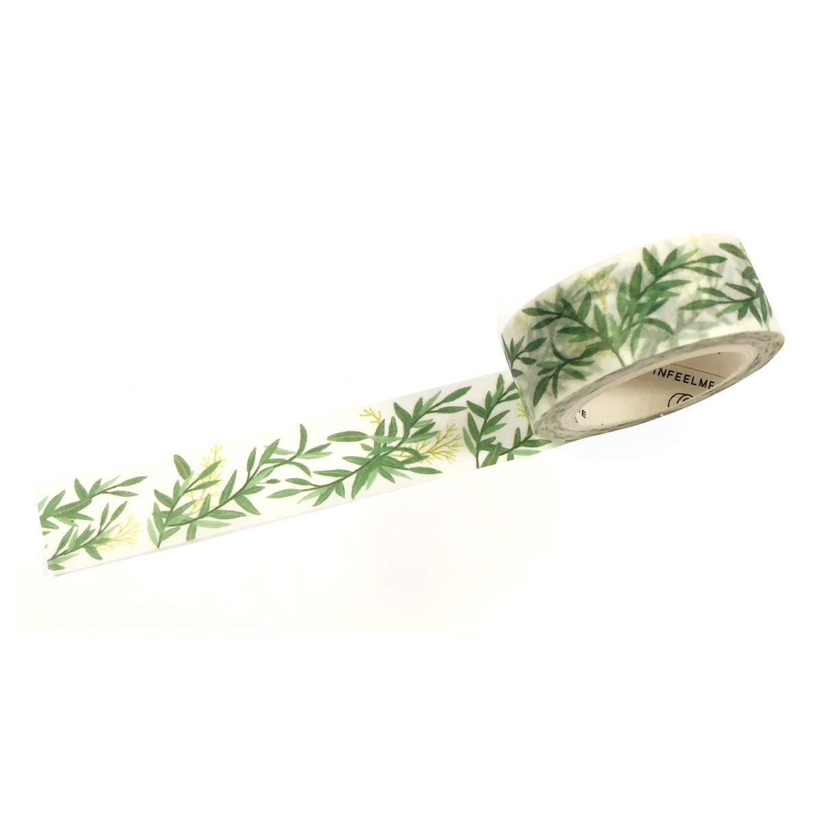 Wrapables Flowers and Greens Washi Masking Tape, 15mm x 7m Yellow Sprig