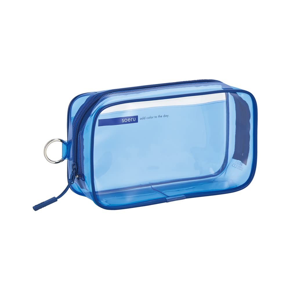 Lihit Lab SOERU A8101-11 Transparent Clear Box Pen Case, Large Capacity, Approx. 40 Pens, Indigo