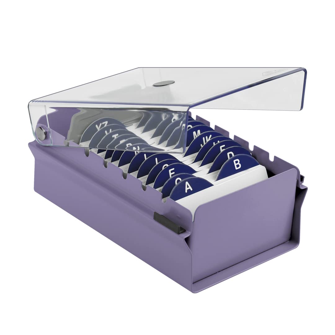 Acrimet Index Business Card Size File Holder Organizer Box Metal Base Heavy Duty (AZ Index Cards