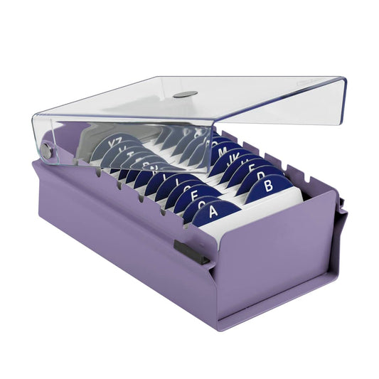 Acrimet Index Business Card Size File Holder Organizer Box Metal Base Heavy Duty (AZ Index Cards