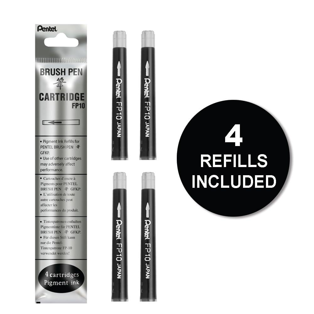 Pentel Fountain Brush Pen - Black Ink, Single piece, GFKP3-AO
