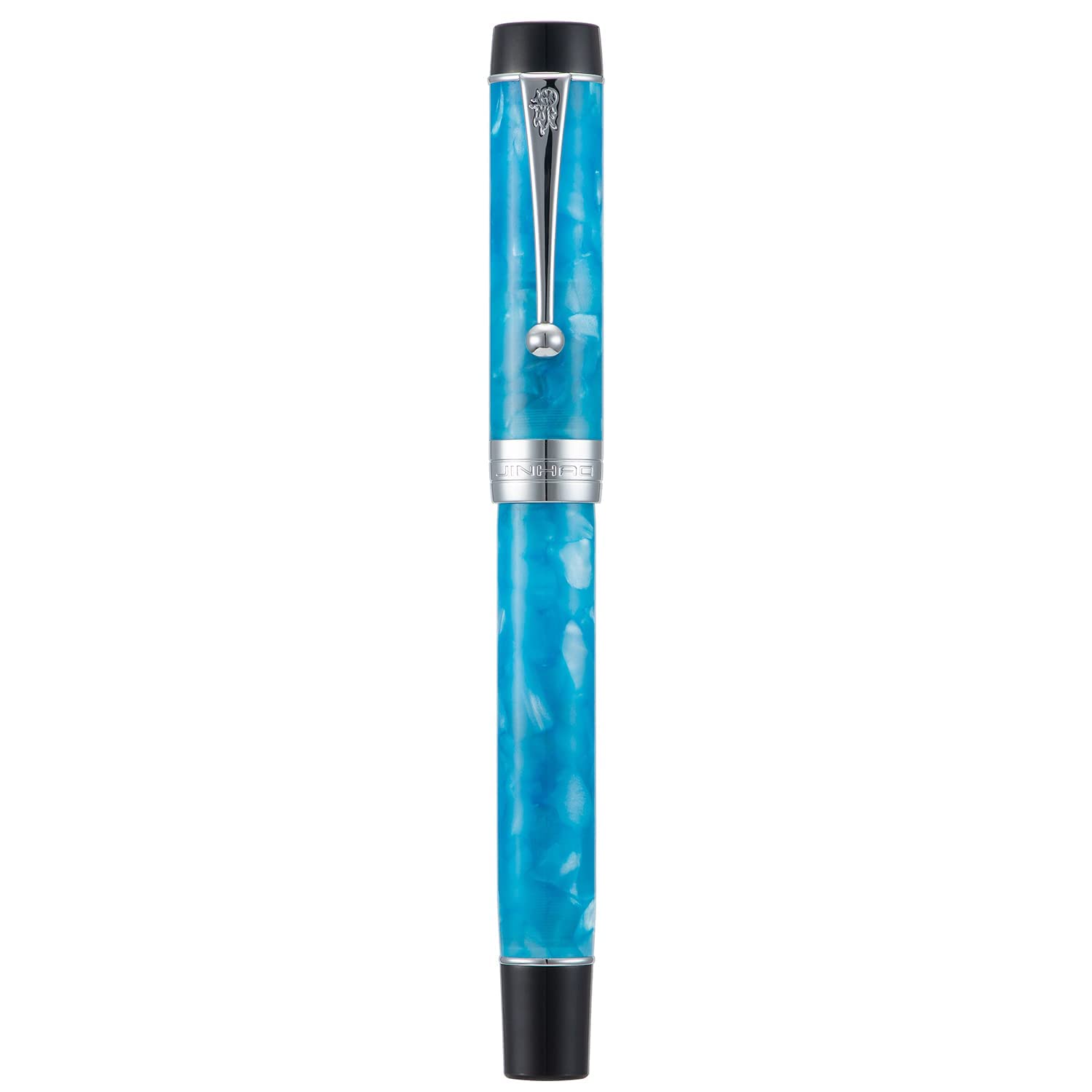Jinhao 100 Classic Fountain Pen Sky Blue Celluloid, Extra Fine Nib with Converter and Pen Case Set