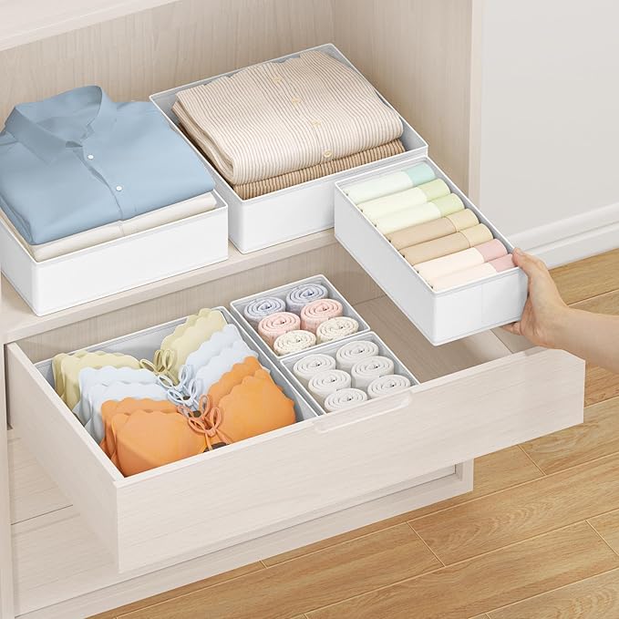 DIMJ Drawer Organizer Clothes, 14 Pack Dresser Organizer, Foldable Closet Organizers and Storage