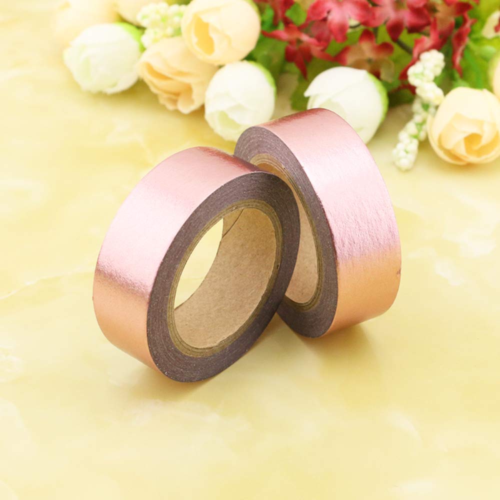 MEI YI TIAN 6 Rolls Rose Gold Foil Washi Tape Set 15mm x 10m Gilding Paper Adhesive Masking Tapes