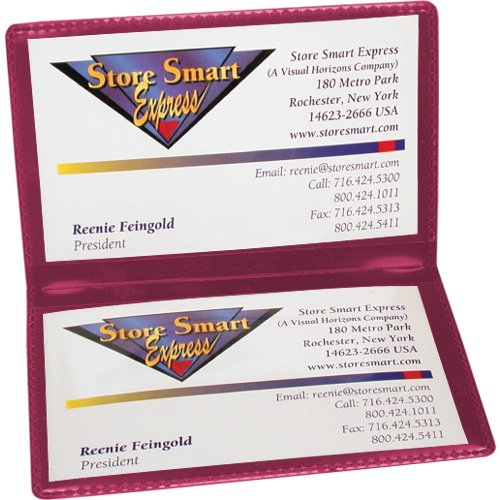 StoreSMART - Metallic Maroon Folding Business Card Holders - 25 Pack - Polypropylene Plastic