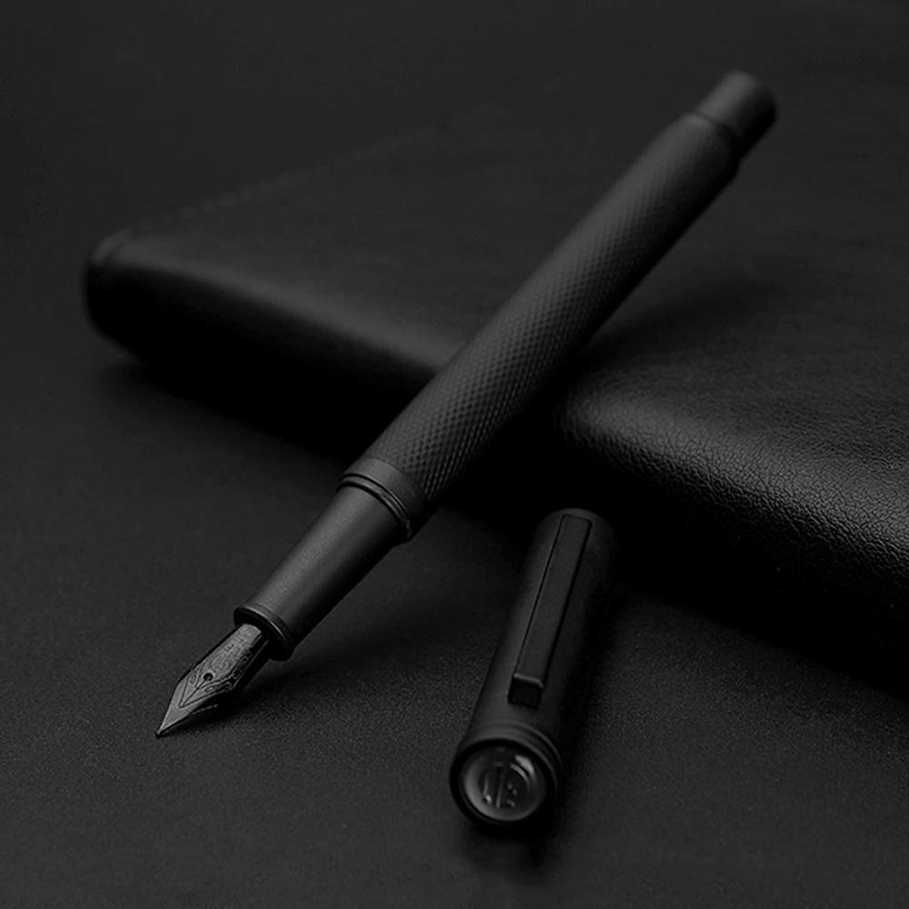 Hongdian Black Forest Fountain Pen Titanium Black Bent Nib Beautiful Tree Texture Calligraphy Gift