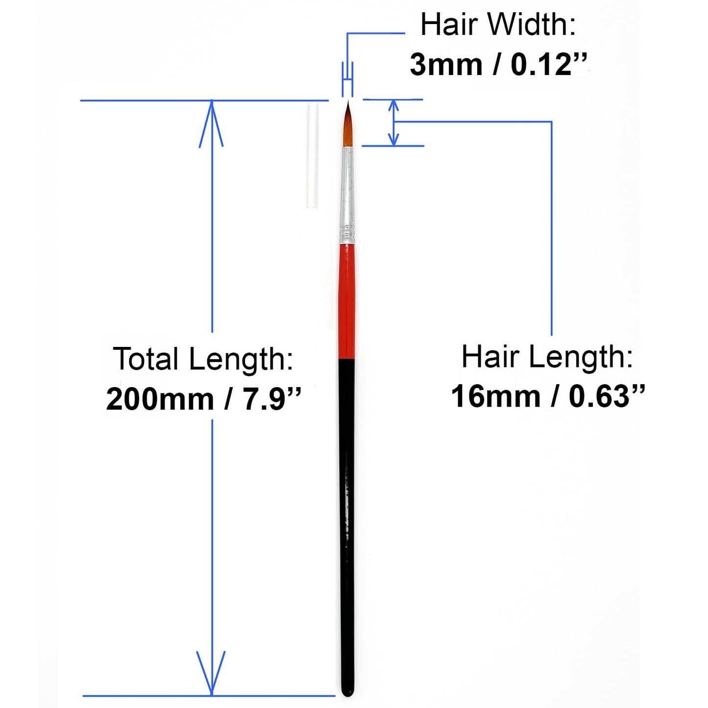 Size #2 Pointed Round Paint Brush Set of 20, Premium Taklon Synthetic Hair
