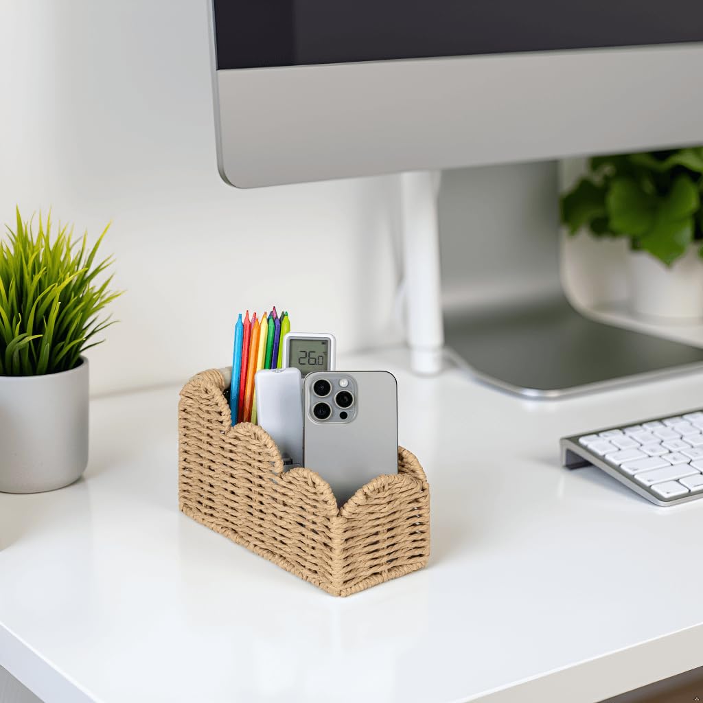 CubesLand Bedside Table Desk Organizer Caddy, Remote Pen&Pencil Holder Cup