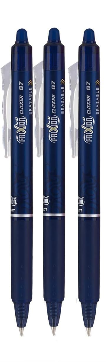 Advantage Gifts Clicker Retractable Erasable Gel Pens Fine Point (.7mm) Navy Ink 3-pk;