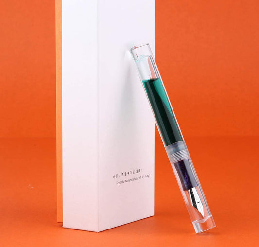 C1 Transparent Acrylic Fountain Pen Extra Fine Nib, Double Ink Filling System with Original Box