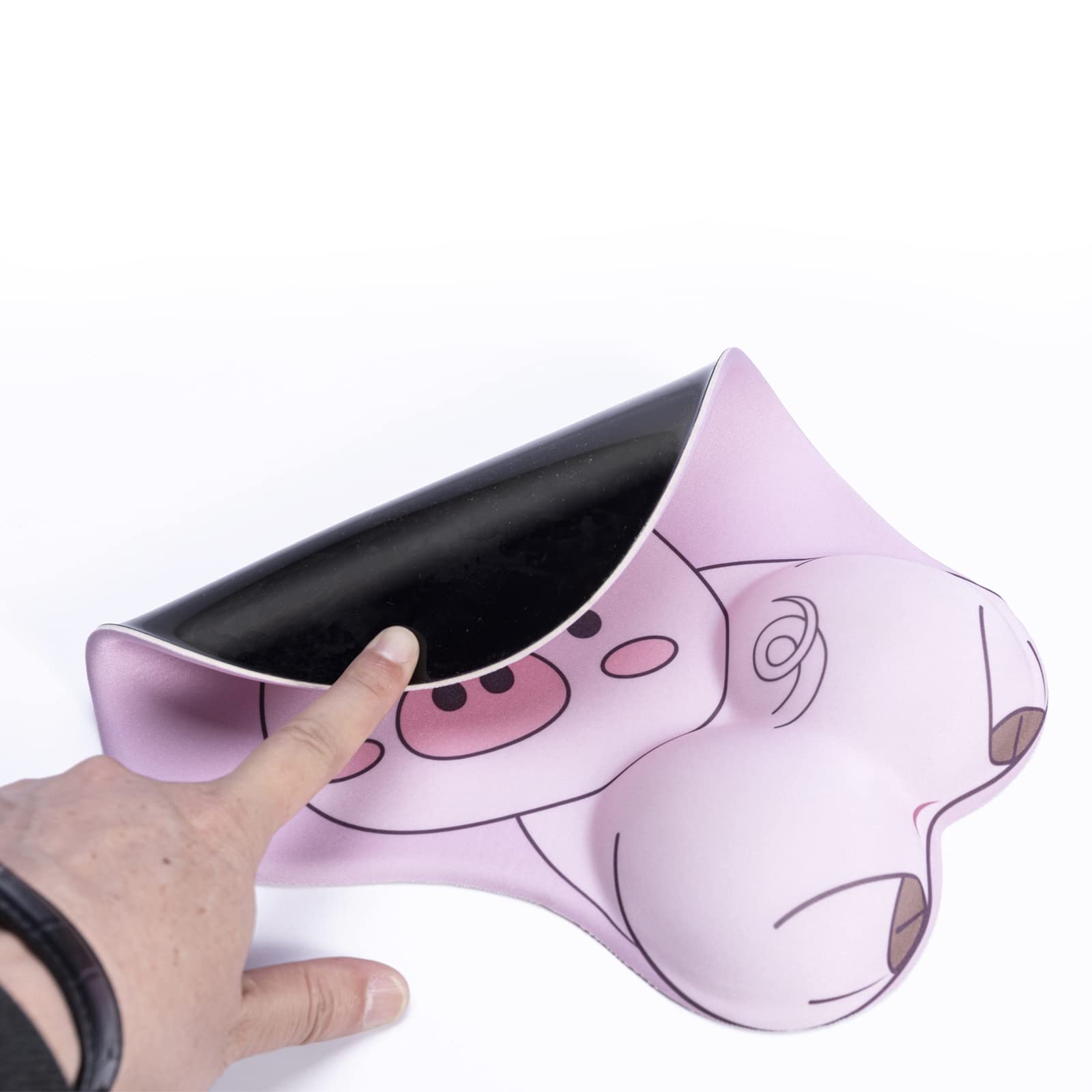 KAIGOBOX Mouse Pad Wrist Support, Pig Shape Design Pink Mouse Pad with Non-Slip Base, Desktop