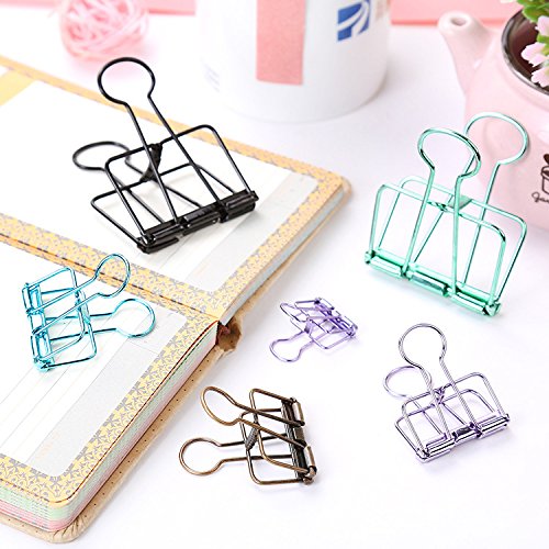 Zoohot 32mm Black Metal Wire Foldback Bulldog Clips, Stationery Skeleton Binder Clips for School