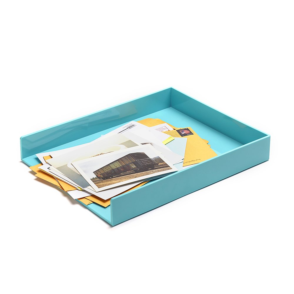 Poppin Stackable Letter Tray - Modular Lacquer Desk Trays for Office Organization