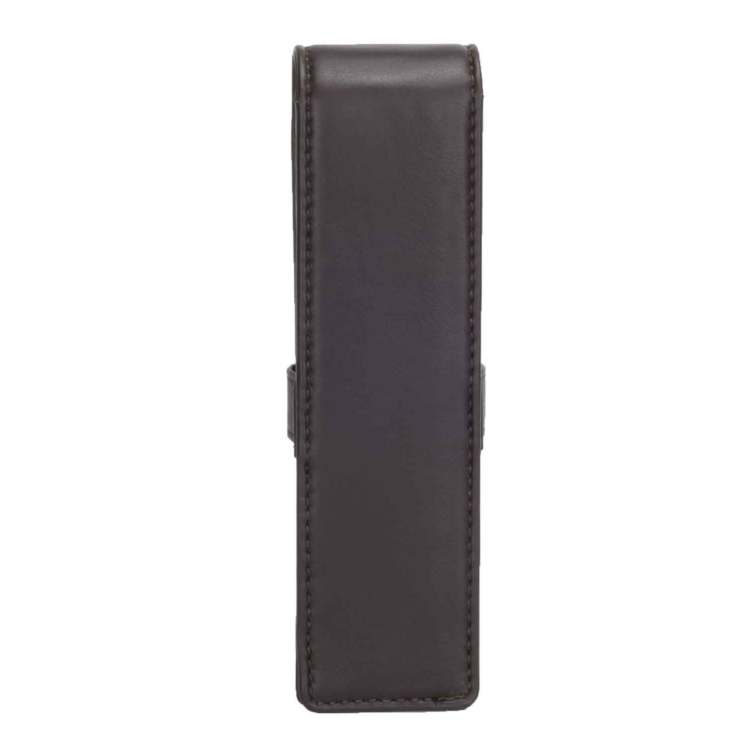 DiLoro Leather Double Pen Case Pencil Pouch Holder for Two Fountain Ballpoint Rollerball Pens and