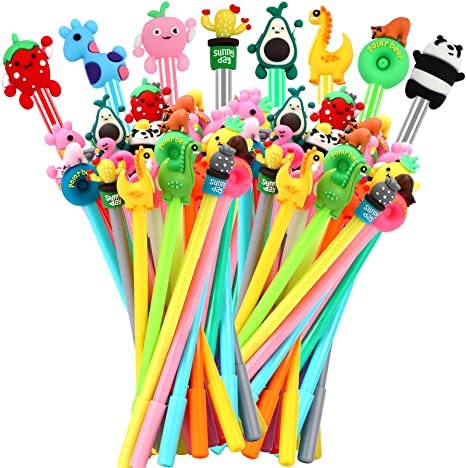 SANNIX 100 Pieces Cartoon Cute Pens Gel Ink RollerBall Pens Bulk Assorted