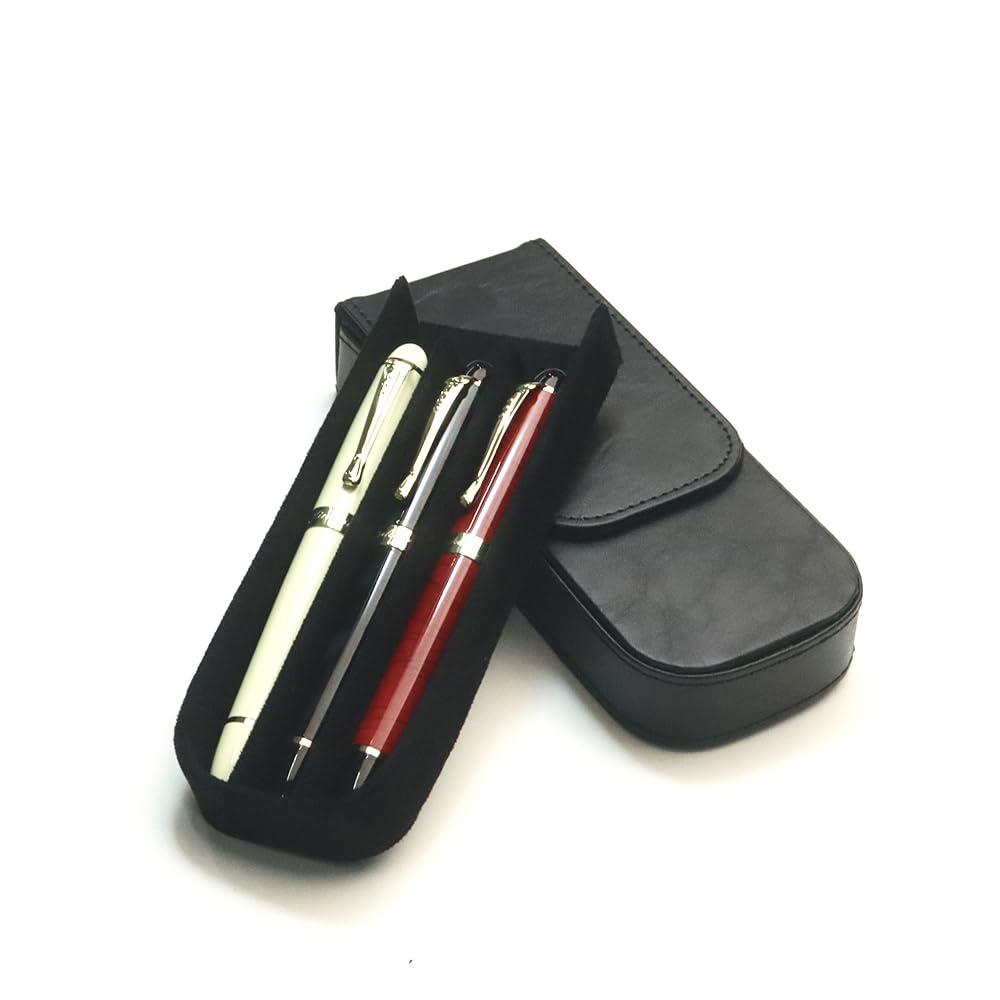 MIVLXLX PU Leather Fountain Pen Case, Pen Storage Tray Organizer(black)