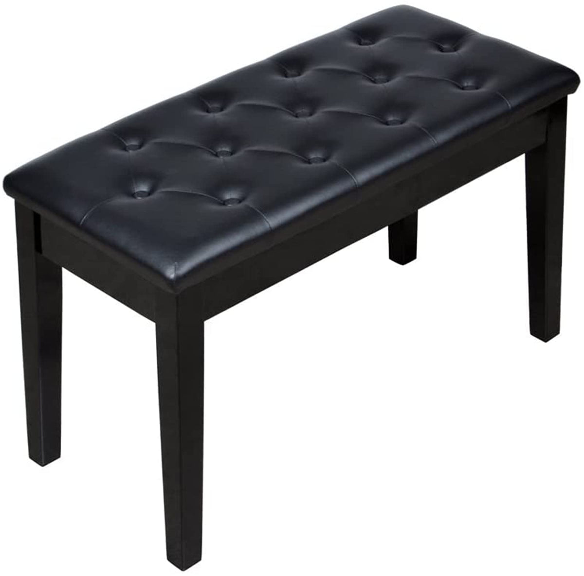 MICHYUGM Piano Bench with Padded Cushion and Music Book Storage Compartment, Duet Wooden Seat, 13.7