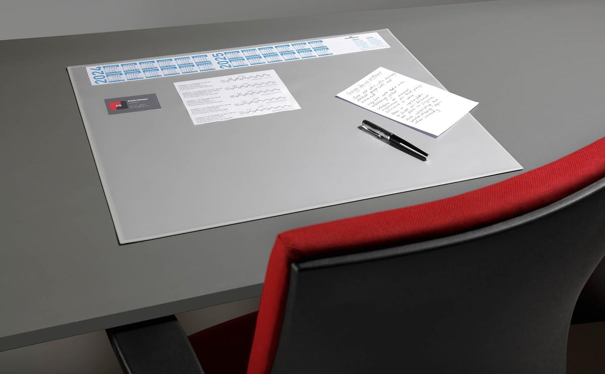 Durable Desk Mat Large with Annual Calendar and Anti-plare Overlay W650xD520mm Grey Ref 7204/10