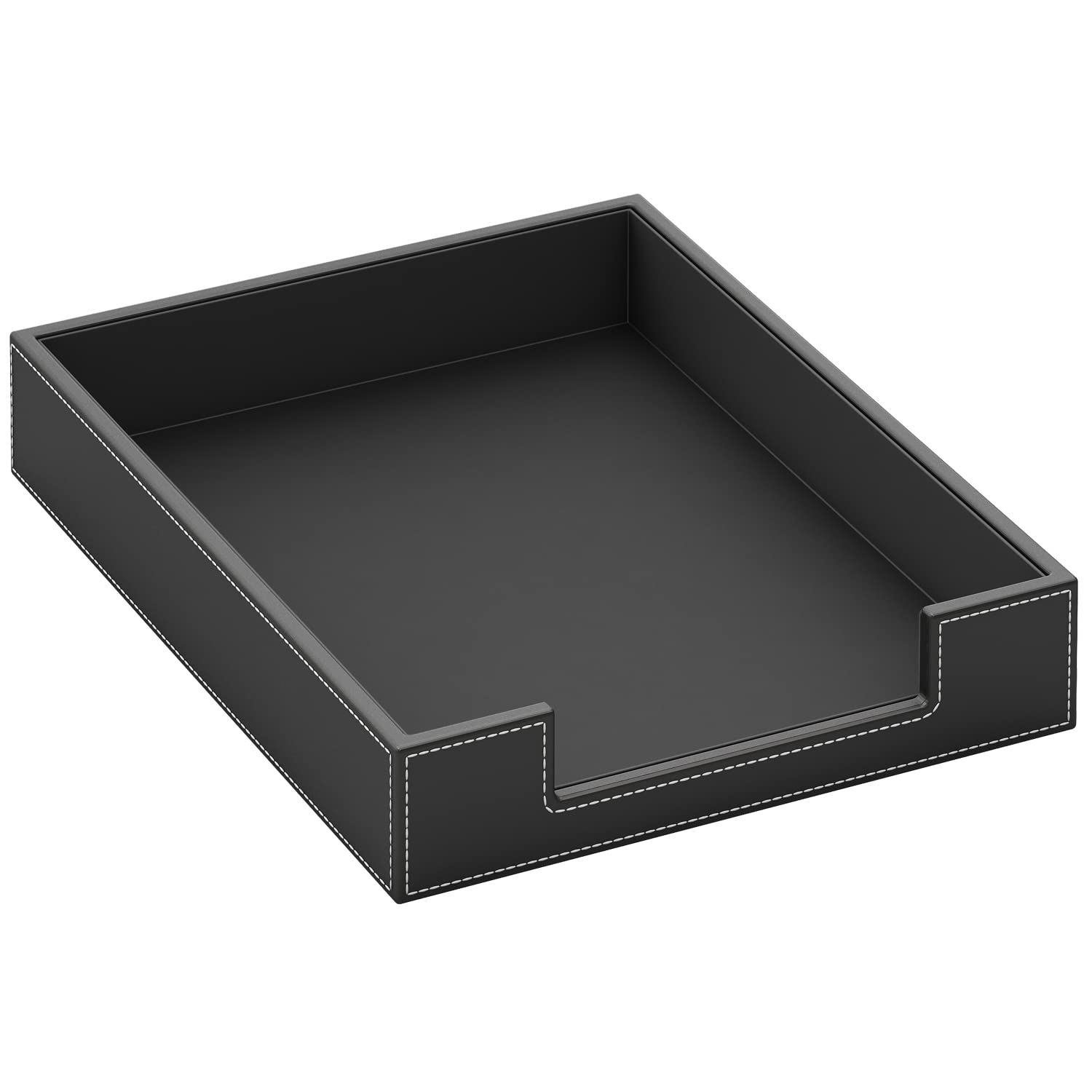 Leather Letter Tray, THIPOTEN Elegant Desk Organizer for Office Supplies, Mail, Paper, File