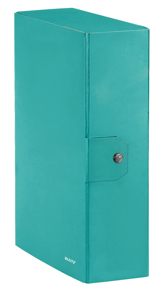 Leitz Press Stud Closure Box File,Plastic-Coated, 25 x 35 cm Dorso 10 cm Aquamarine