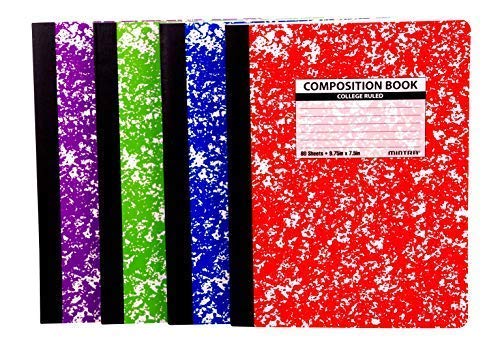 Mintra Office Composition Books - Sturdy Flexible Cover (4 Pack, Assorted Marble Comp - College