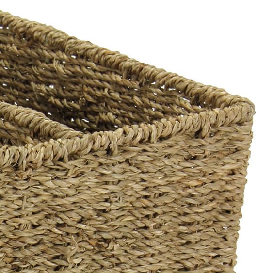Household Essentials Wicker Magazine Rack, Handwoven Seagrass, Strong Metal Wire Frame, Built-In
