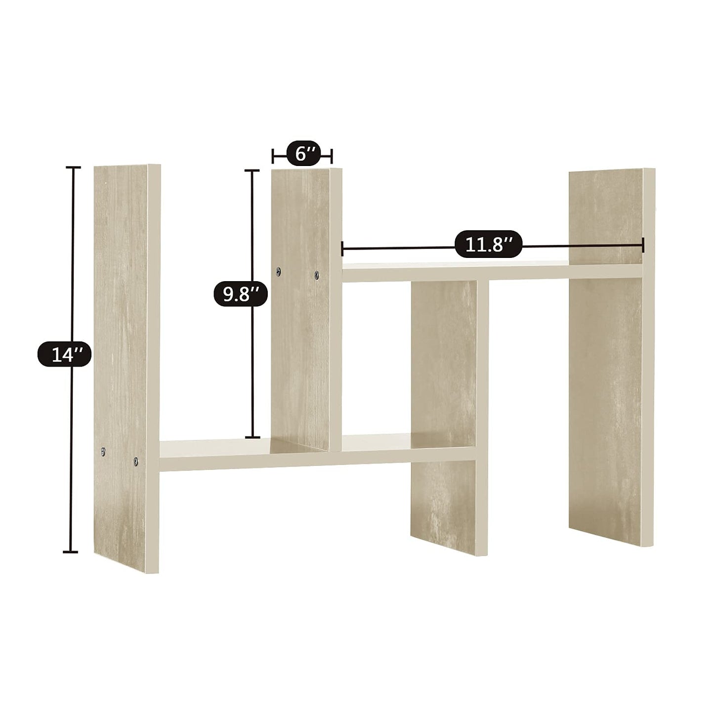 J.M.Deco Desktop Organizers and Storage for Office, Adjustable Desk Organizer Shelf Double H