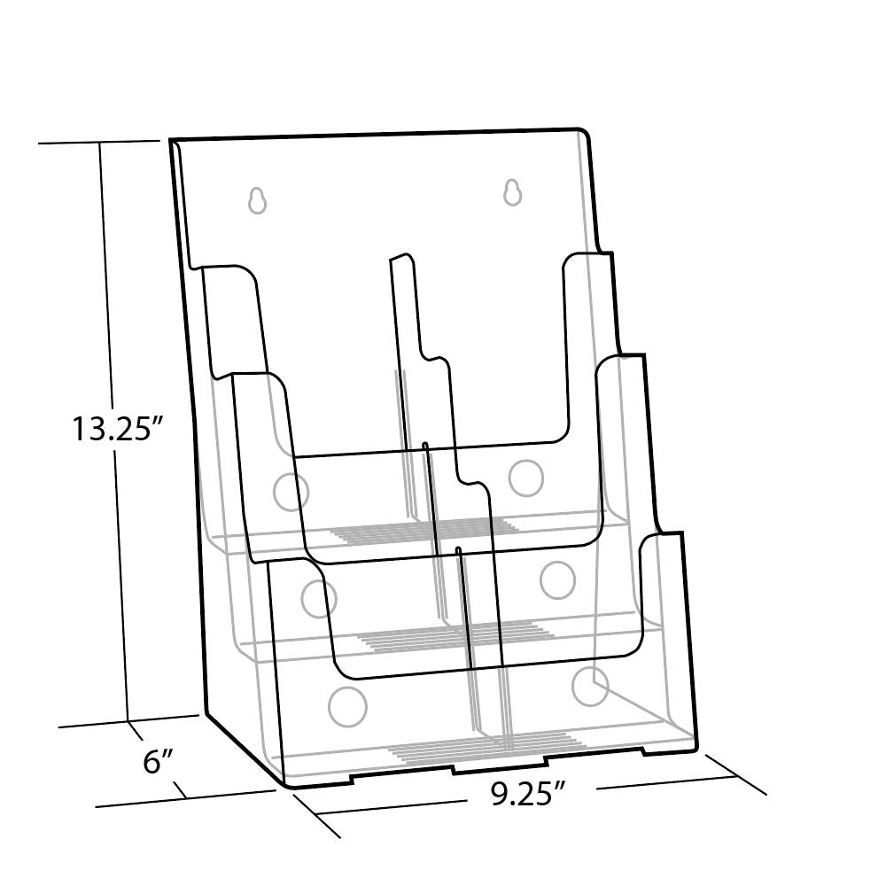 Azar Displays 252379 Three-Tier Six-Pocket Trifold Brochure Holder