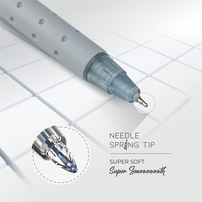 Hauser XO Click Retractable Gel Pen | Needle Spring Tip for Super Soft & Smooth Writing Experience