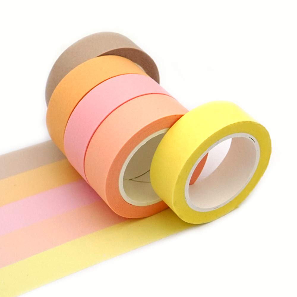 ERCENTURY Washi Masking Tape Set, Assorted 5 Rolls, Decorative Writable Tape, for Fun DIY Art