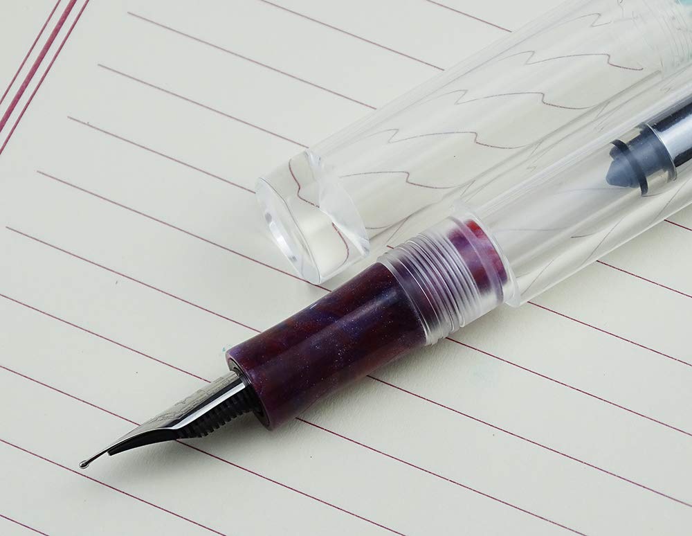 Lanxivi Majohn C1 Fountain Pen Extra Fine Nib, Clear Transparent Acrylic Resin, Mini Pocket Pen