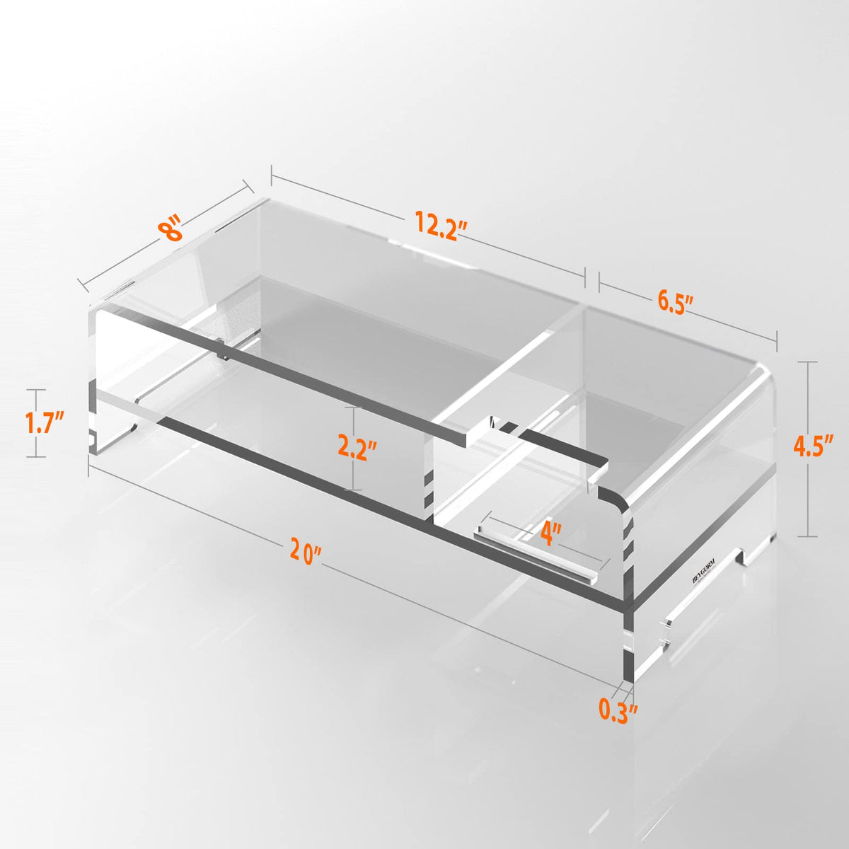 BEYGORM Acrylic Monitor Stand for Full Keyboard, 20" Wide 2-Tier