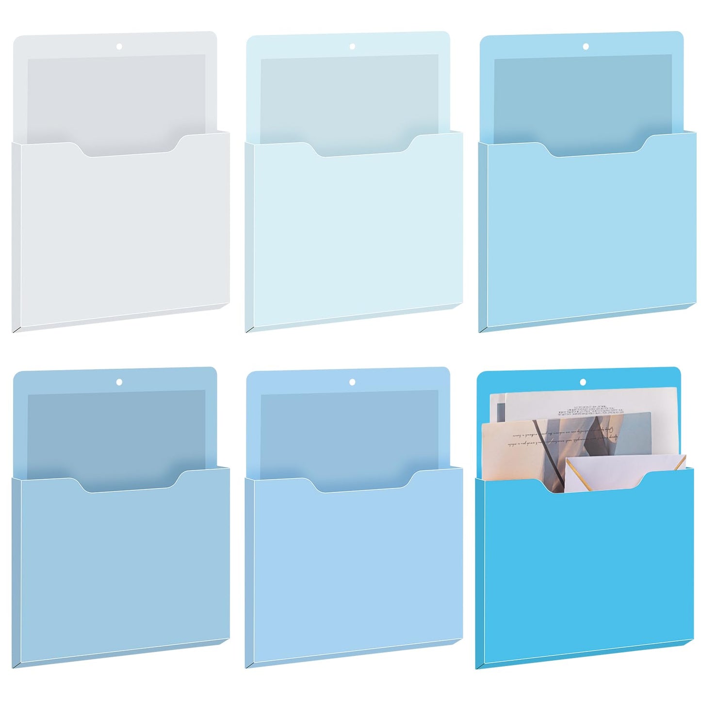 Fuutreo Magnetic Wall File Holder,6pcs,Ocean Color,Vertical-large