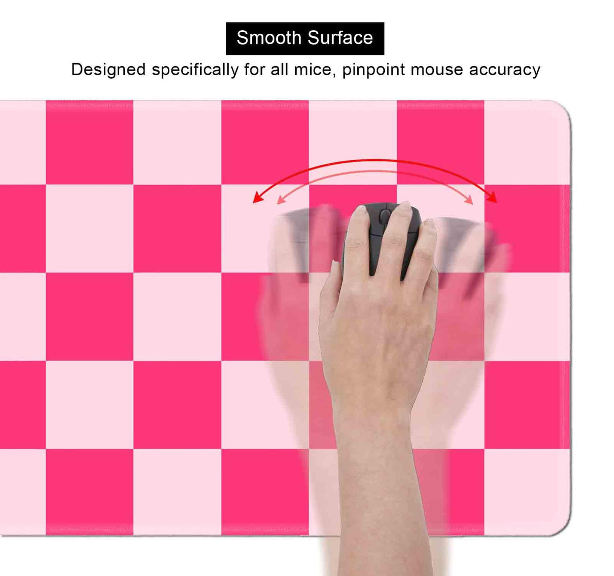 SXCKANG Hot Pink Cool Large Gaming Mouse Pad XL, Aesthetic Checkered Desk Pads, Computer Extended