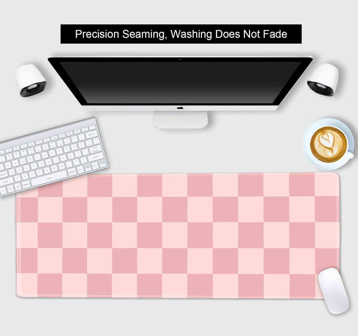 SXCKANG Pastel Pink Desk mat, Checkered Pattern Extra Large Mouse Pad, Desk Protector Pad, Writing