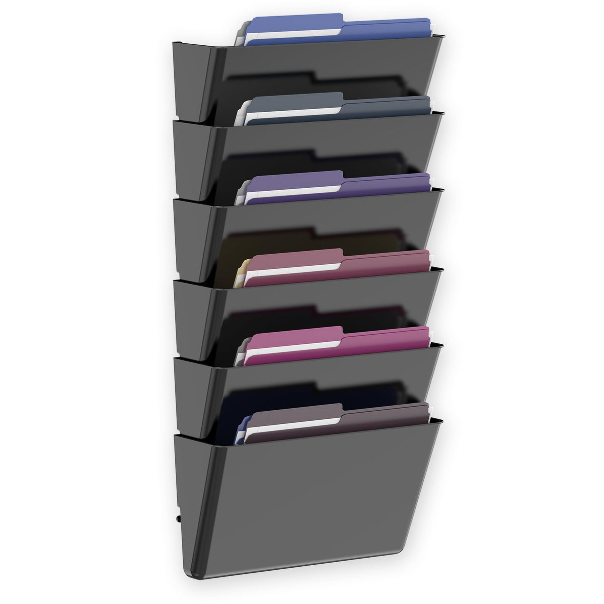 MINDEPOT 6 Pockets Acrylic Wall File Organizer, Wall File Holder Black