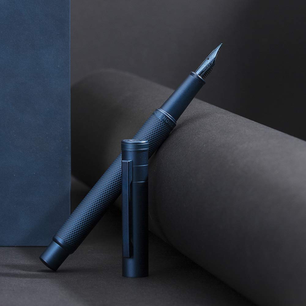 Hongdian Dark Blue Forest Fountain Pen Fine Nib 0.5mm Beautiful Tree Texture Excellent Metal